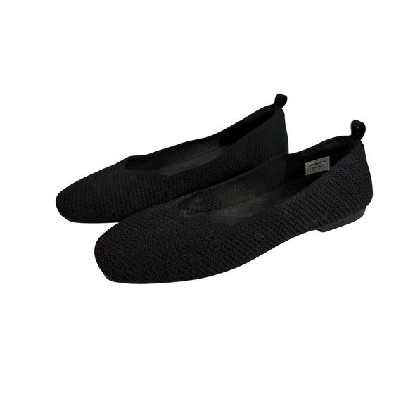 Burudani Shoes - Burudani Black Knit Square Toe Ballet Flats Womens US 10 UK 8 Casual Office